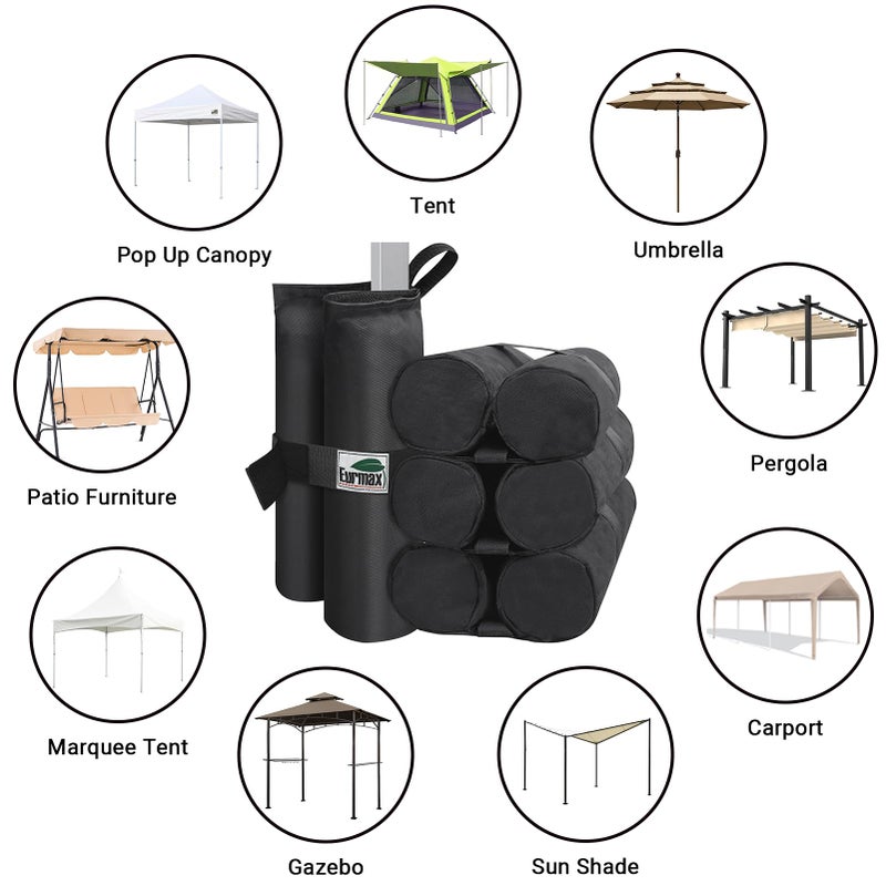 Eurmax USA Weight Bags for Pop up Canopy Outdoor Shelter,Gazebo Instant shelter Leg Canopy Weights, Sand Bags, Set of 4(Black) - Image 5